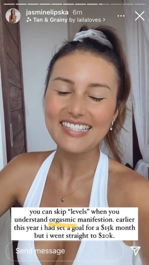 Jasmine Lipska on Instagram  selling course on orgasmic manifestation she went straight to 20k