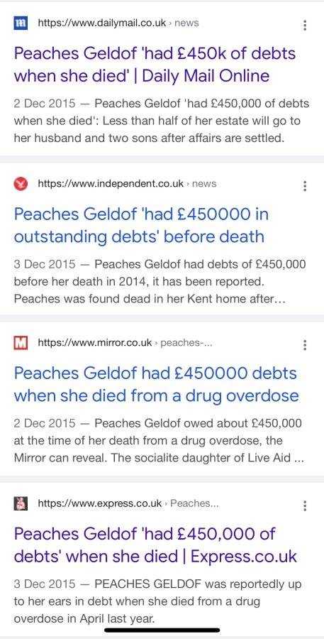 Drug addict Peaches Geldof was '£450,000 in debt' when she died - Daily Star
