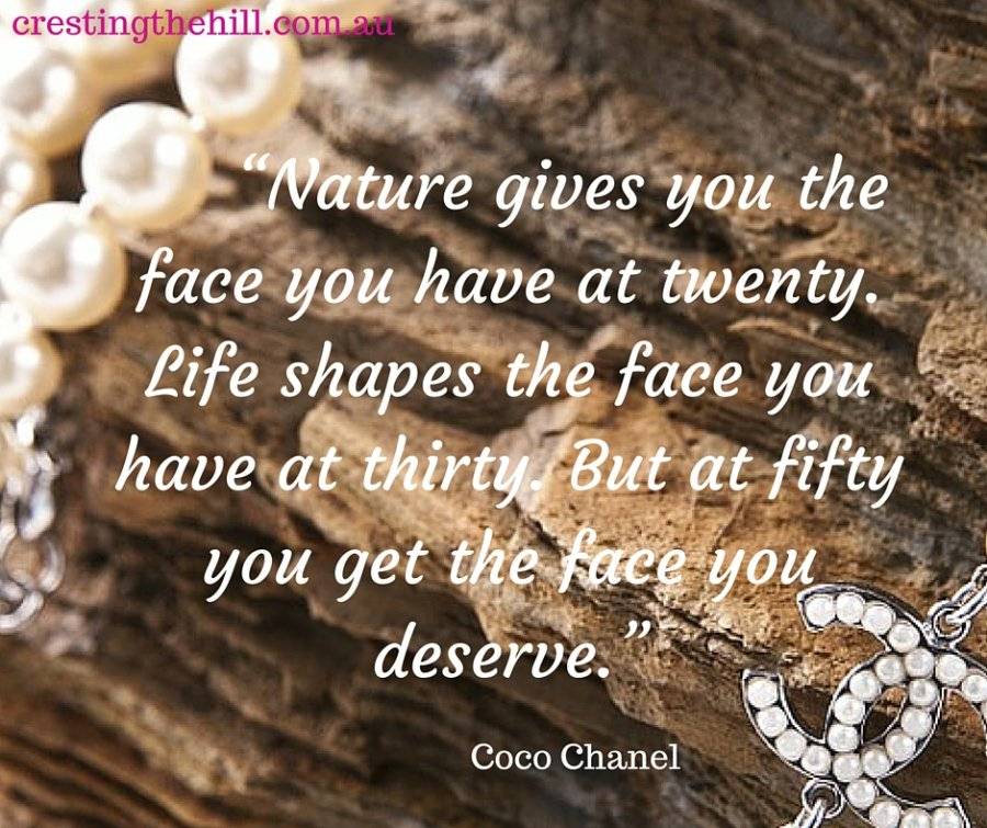 Nature gives you the face you have at twenty. Life shapes the face you have at thirty. But at ...jpg