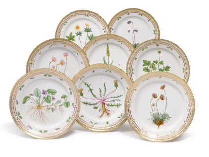 View 1 of Lot 348: Eight Royal Copenhagen ‘Flora Danica’ dessert plates, Modern