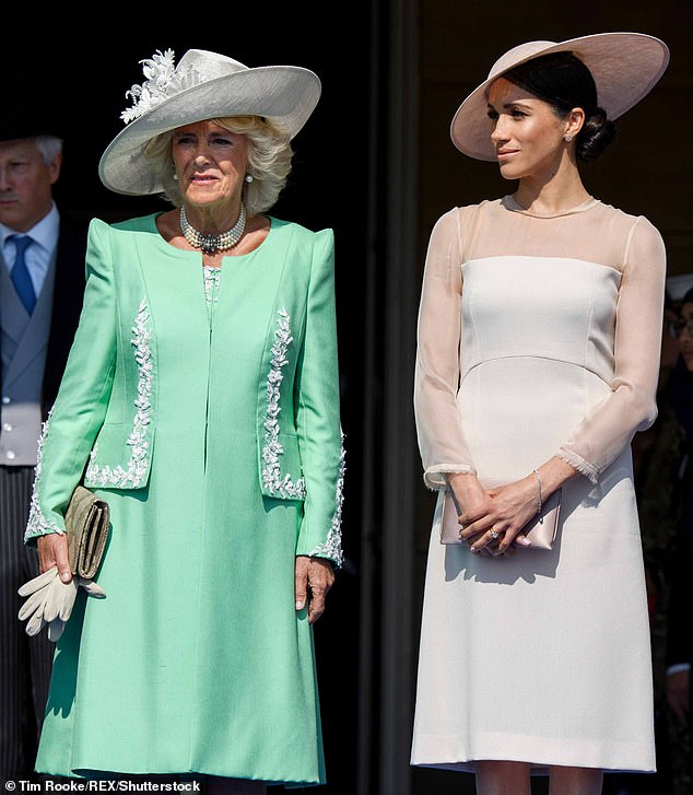 Camilla (left) has done more than anyone to highlight the plight of abused women. Pictured right: Meghan Markle