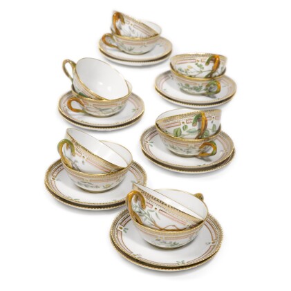 View 1 of Lot 353: Twelve Royal Copenhagen ‘Flora Danica’ large teacups and saucers, Modern