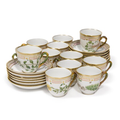 View 1 of Lot 354: Twelve Royal Copenhagen ‘Flora Danica’ coffee cups and saucers, Modern
